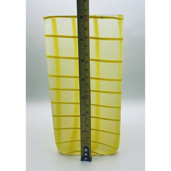 Vintage Retro Rectangular Yellow & Clear Frosted Glass by Gorgeous Design - Picture 11 of 11